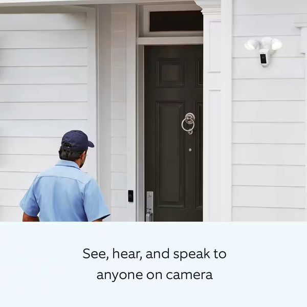Outdoor Security Camera Built for Complete Property Coverage, 1080p HD Video, LED Floodlights, Two-Way Audio